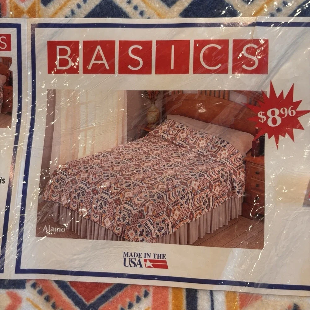 Vtg Southwestern Print Blanket Queen/King Poly Nylon Open Bag USA Walmart Basics